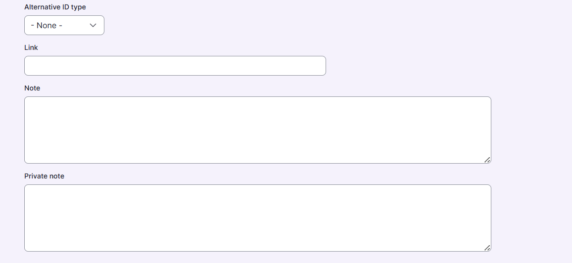 alternative id and notes